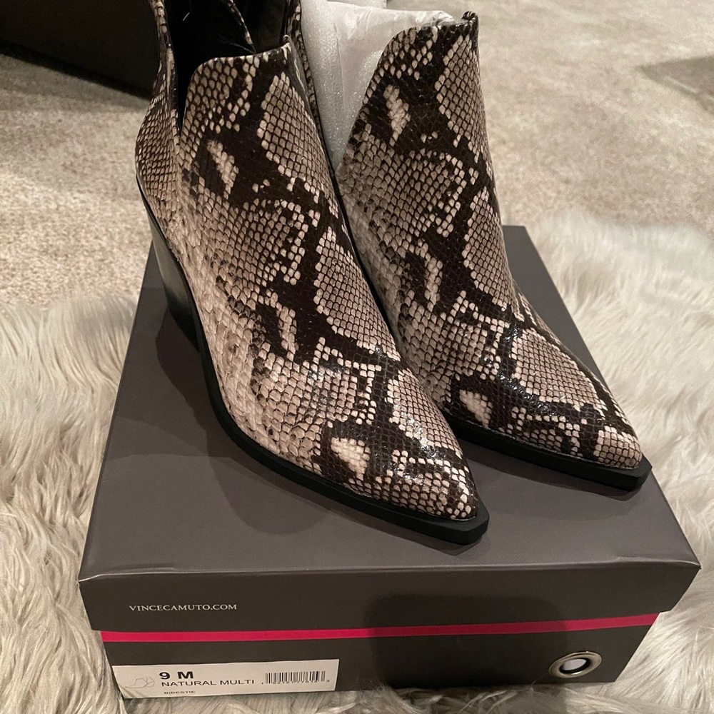 Vince Camuto Snake Skin Booties